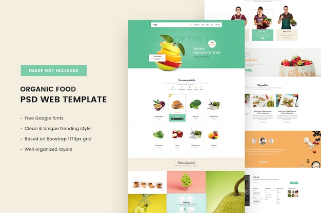 PSD webvorlage für bio- und lebensmittelgeschäfte