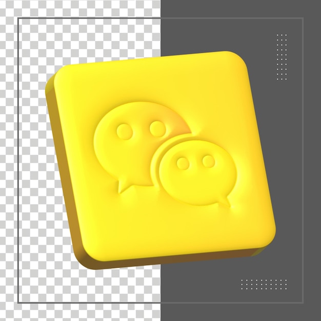 Wechat 3d renderização ícone brilhante colorido de mídia social para composição de psd