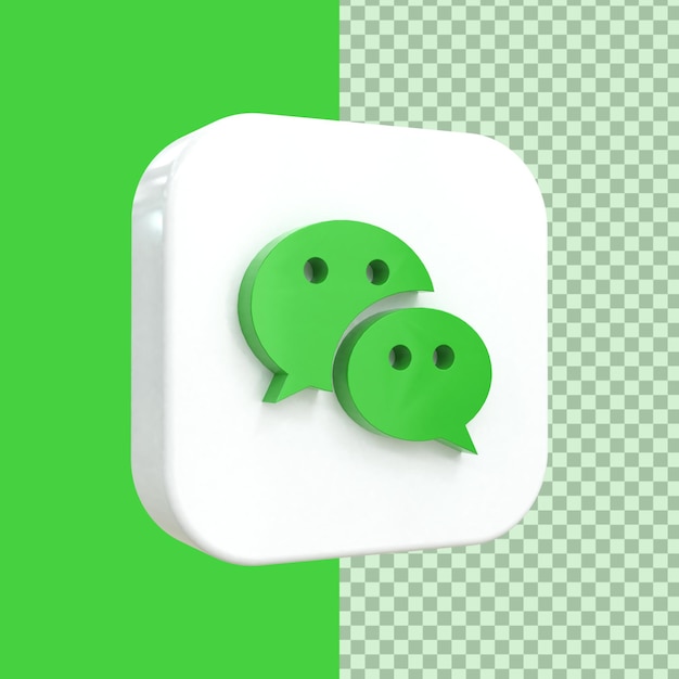 WeChat 3d Social Media icon Colorful glossy 3d icon concept 3d rendering for composition