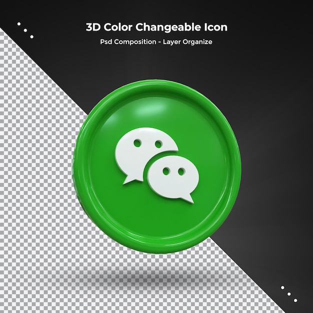 PSD wechat 3d social media icon colorido brillante 3d icon concepto 3d rendering