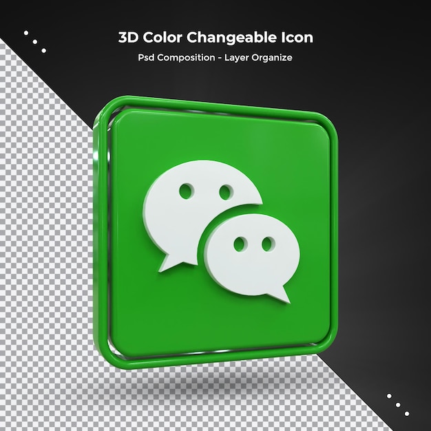 Wechat 3d social media icon colorido brillante 3d icon concepto 3d rendering