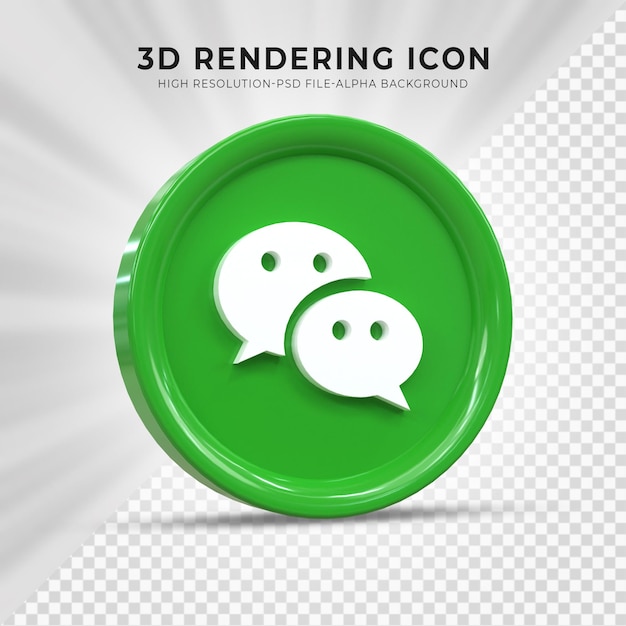 WeChat 3d Social Media-Symbol Bunte glänzende 3D-Symbol-Konzept 3D-Rendering für die Komposition