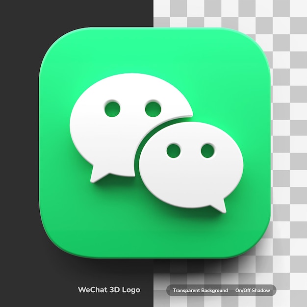 WeChat Apps 3d rendern Logo in abgerundeten Ecke quadratischen Design-Asset isoliert