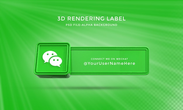 Wechat-benutzername 3d-rendering des unteren drittels banner