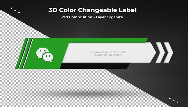 WeChat Connect Us sur les médias sociaux insigne d'icône de rendu de conception 3d inférieur