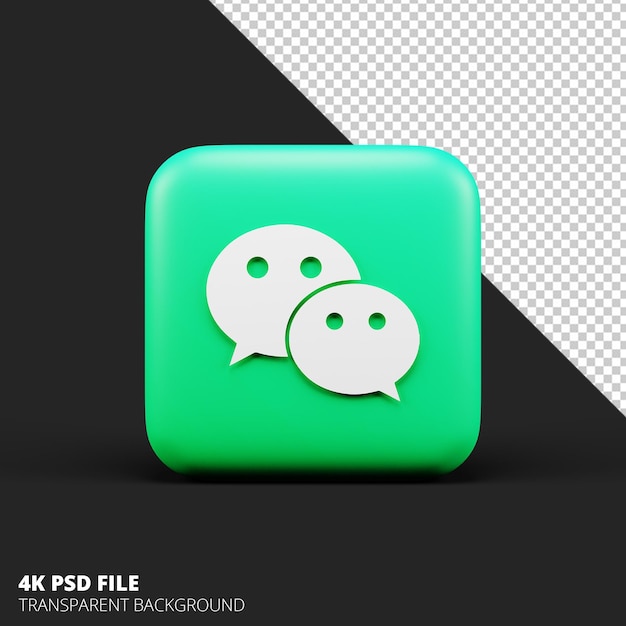 PSD wechat de ícone 3d de mídia social