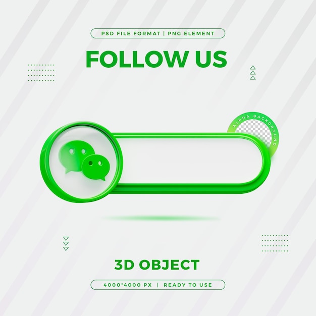 Wechat Folgen Sie uns Banner Element Icon Isolated 3D Render
