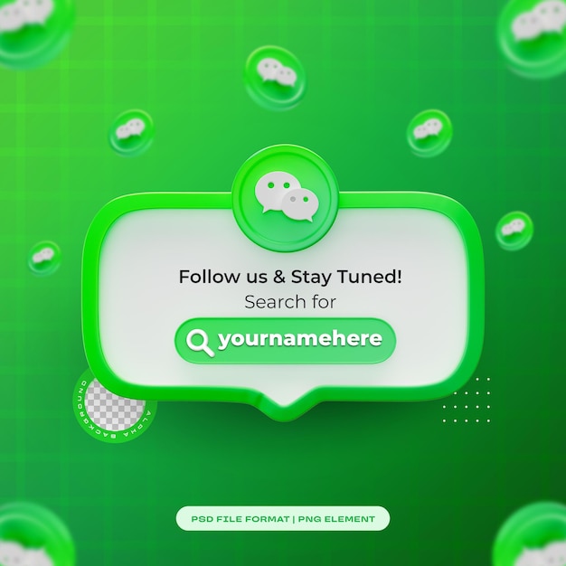 Wechat Folgen Sie uns Banner Icon Isolated 3D Rendering Zusammensetzung