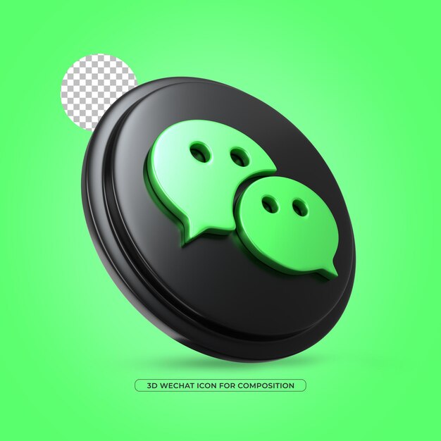 Wechat grün metallisch isoliert 3d gerenderte Ikone in 3D-Rendering
