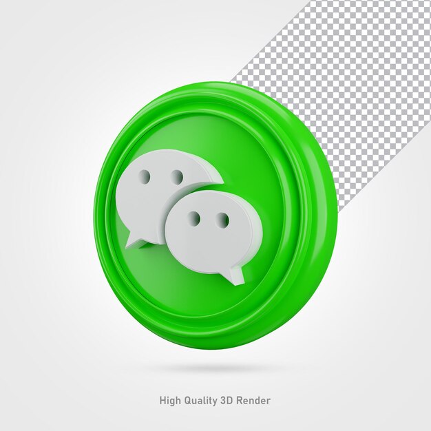 Wechat icono de redes sociales representación 3d transparente