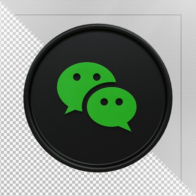 Wechat Noir Brillant Logo 3d Et Médias Sociaux 3d Icon Design