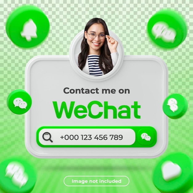 PSD wechat perfil banner 3d render composición