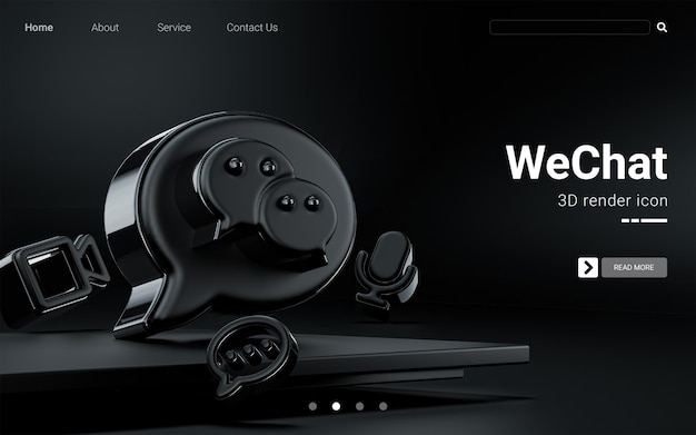 Wechat Social Icon für Business Web Template Cover und Marketing 3d render dunkelschwarzen Hintergrund