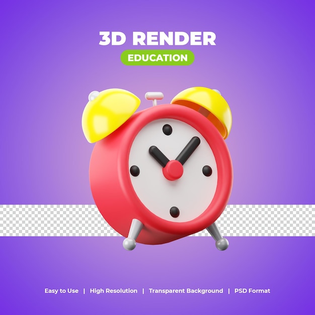 PSD weckerzeit mit 3d-render-icon-illustration