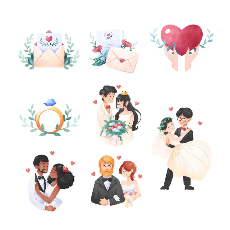 PSD wedding couple illustration