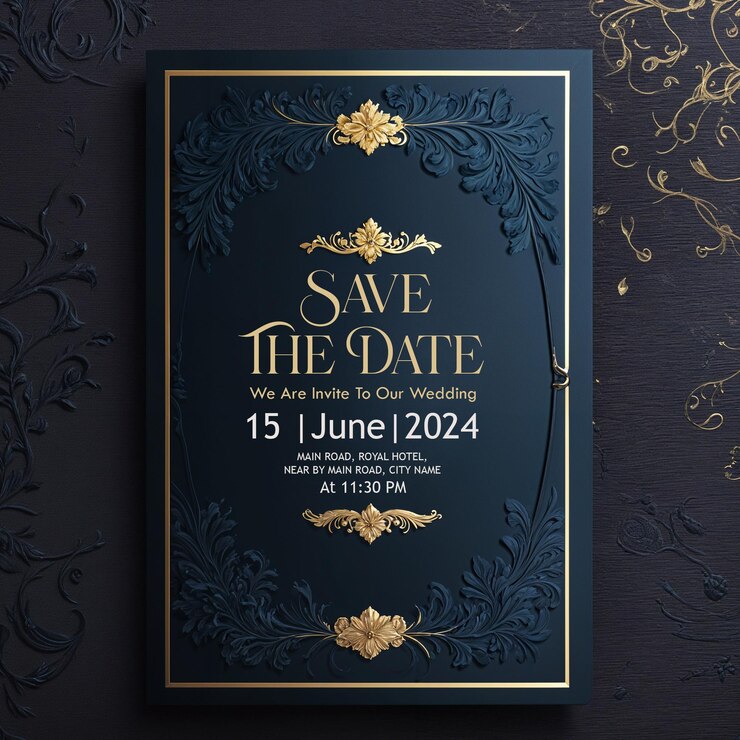 Wedding Invitation Greeting Cards Elegant Vintage Style PSD