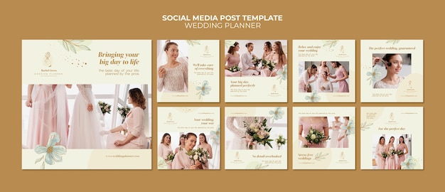 Wedding planner instagram post raccolta con disegno floreale ad acquerello
