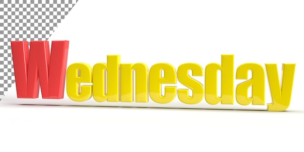 wednesday 3d rendering calendar concepts name of the day in the week