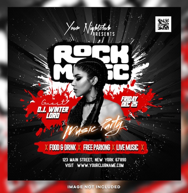 Le week-end de la musique rock est un événement post-design PSD