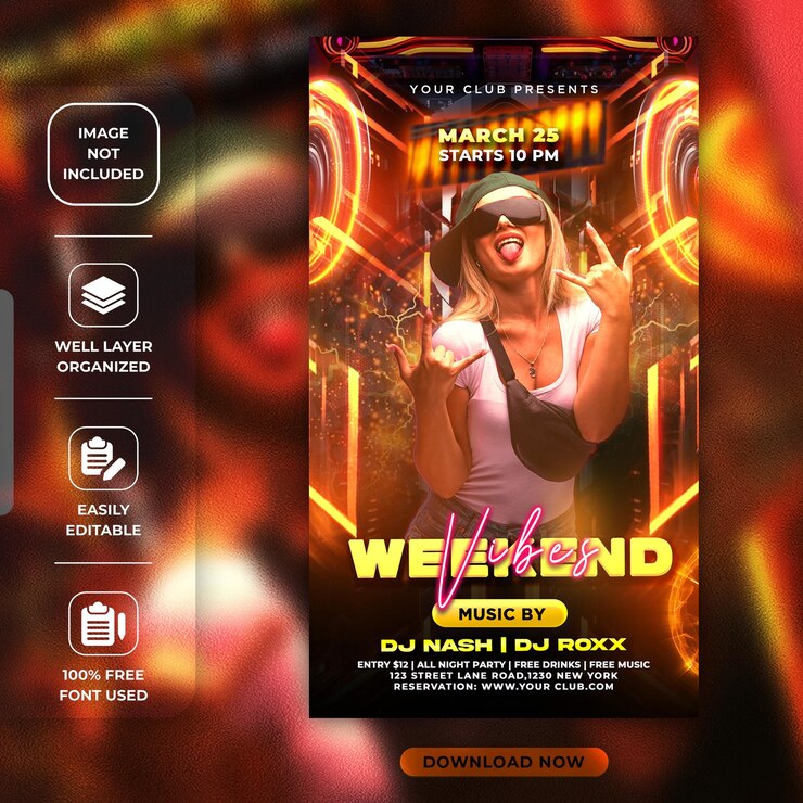PSD weekend vibes est un modèle de fête sur les réseaux sociaux.