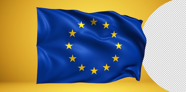 Wehende flagge der europäischen union realistisch isoliert auf transparentem png