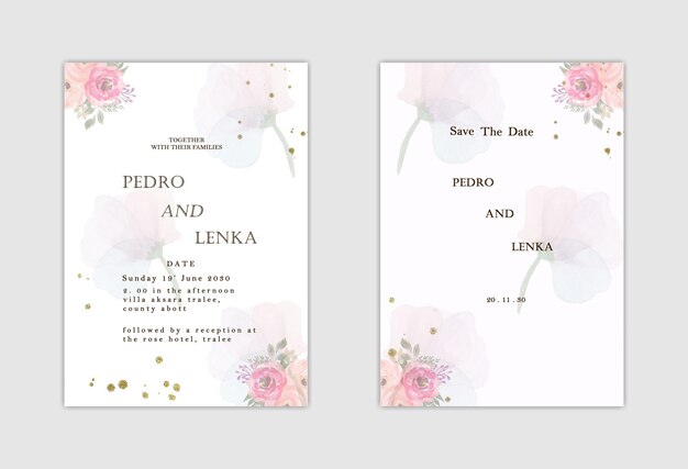 Weiche florale Hochzeitseinladung Psd