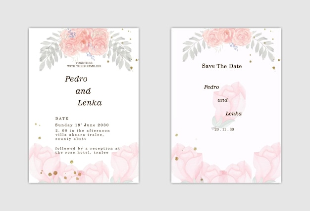 Weiche florale Hochzeitseinladung Psd