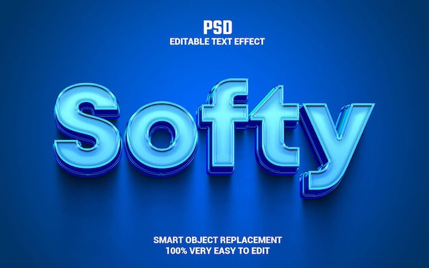 Weicher bearbeitbarer 3D-Texteffekt mit Hintergrund Premium Psd