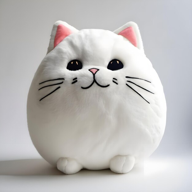 PSD weiches spielzeug plush fluffy white cat auf einem transparenten hintergrund psd