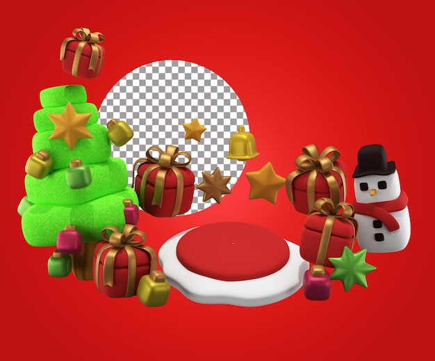 Weihnachten mit Podium 2022 3D-Rendering