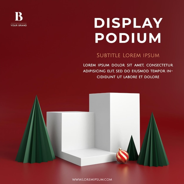 Weihnachts-display-podium minimal für produkthintergrund. 3d-rendering.