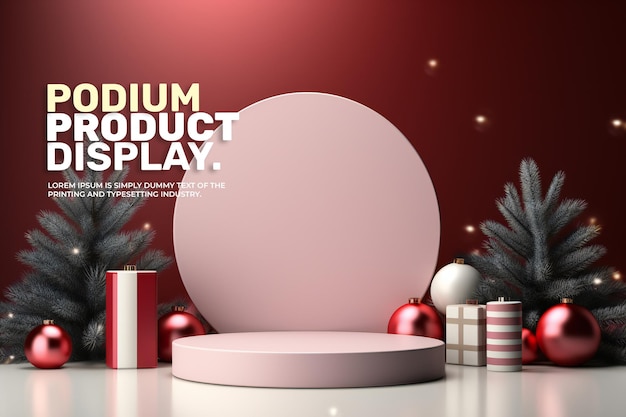 Weihnachts-elegantes und luxuriöses podium-display-mockup für die präsentation von produkten