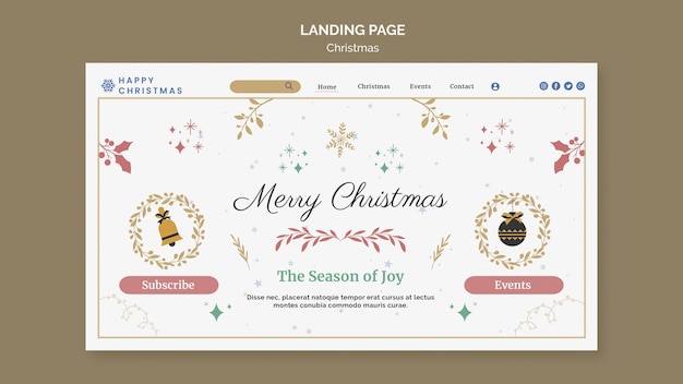 Weihnachts-landing-page-vorlage mit bunten details