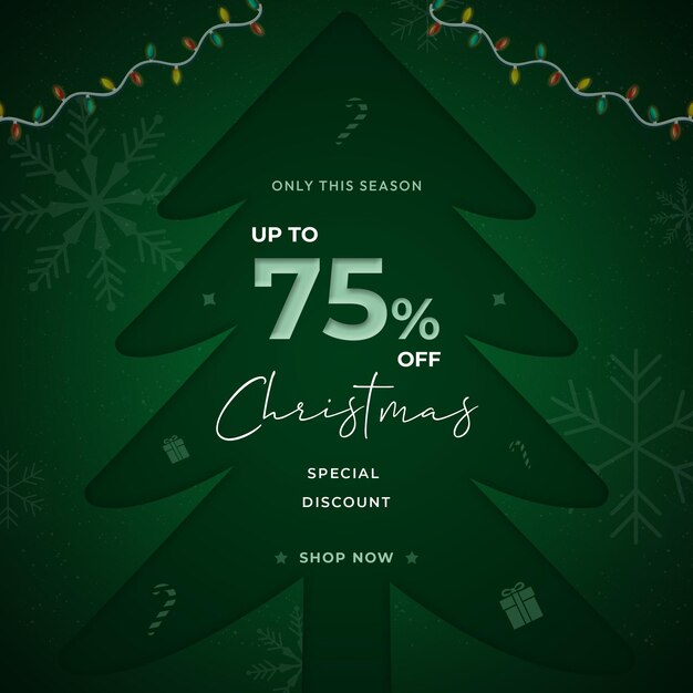 PSD weihnachts-sonderverkauf banner grüner weihnachtenbaum social-media-marketing