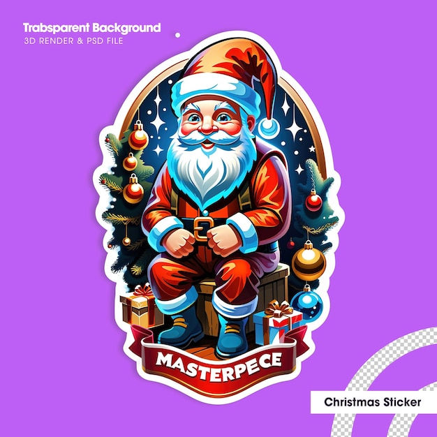PSD weihnachts- und neujahrs-aufkleber sticker weihnachten in zeichentrickfilmen