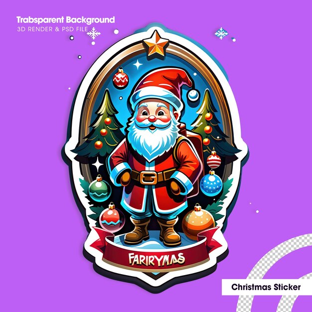 PSD weihnachts- und neujahrs-aufkleber sticker weihnachten in zeichentrickfilmen