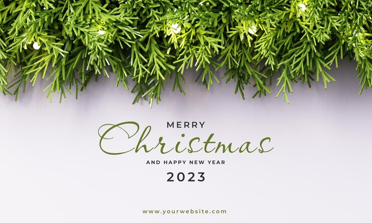 PSD weihnachts- und neujahrskarte mit tannenzweigen 3d-render