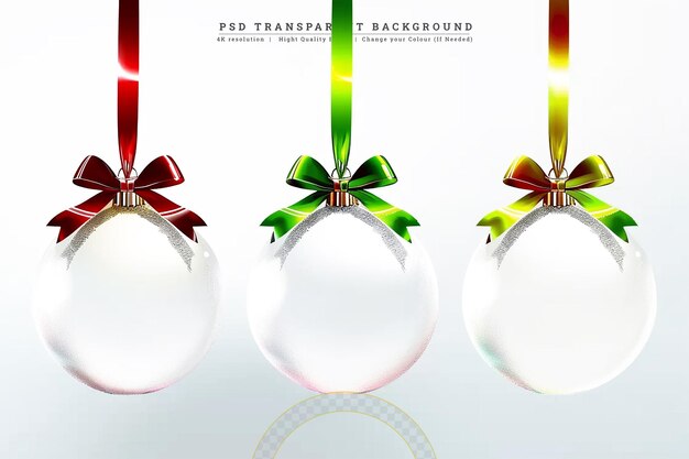 PSD weihnachts- und neujahrskugel mit band auf weißem hintergrund