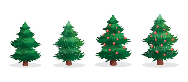 Weihnachtsbäume mit Dekorationen
