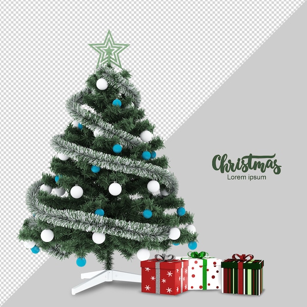 Weihnachtsbaum in 3D isoliert gerendert