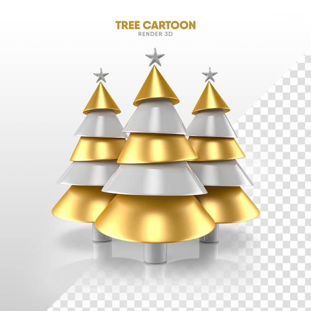 PSD weihnachtsbaum in 3d-render im cartoon-format für weihnachtsvorlage und komposition