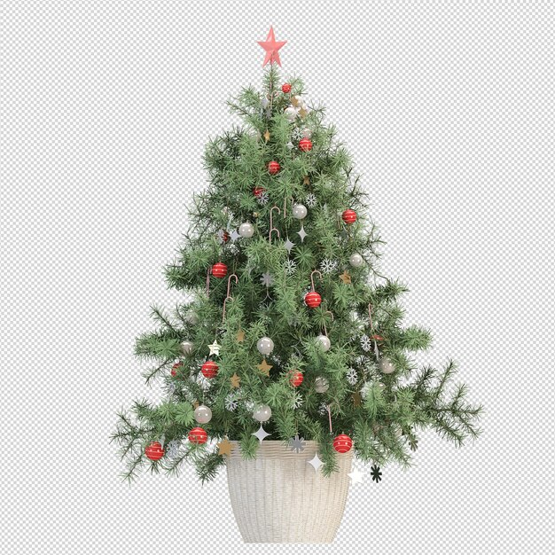 PSD weihnachtsbaum und moderne sessel in 3d-darstellung