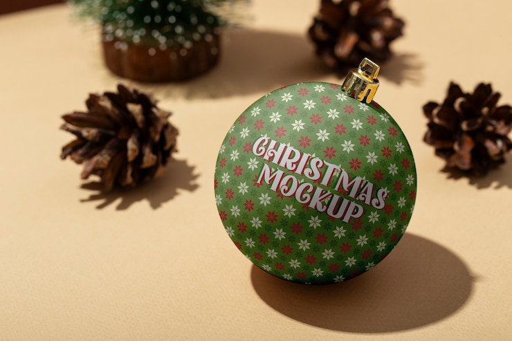 PSD weihnachtsdekoration arrangement-mockup