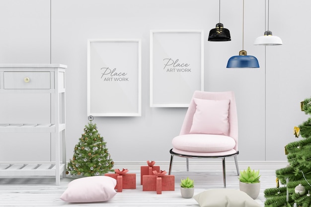 Weihnachtsdekoration und Wohnzimmer