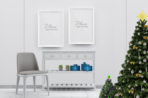 Weihnachtsdekoration und Wohnzimmer