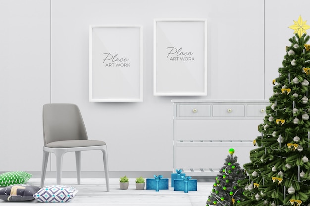 Weihnachtsdekoration und Wohnzimmer