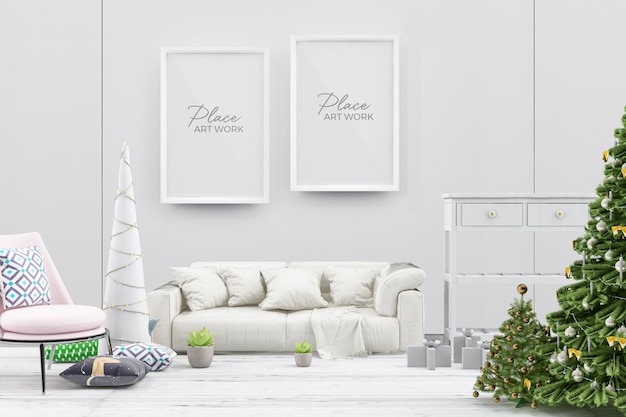 Weihnachtsdekoration und Wohnzimmer