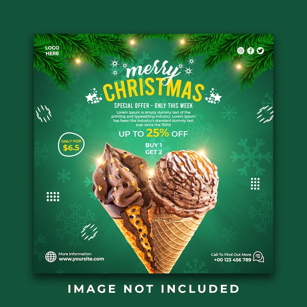 Weihnachtseis social media food banner post design vorlage