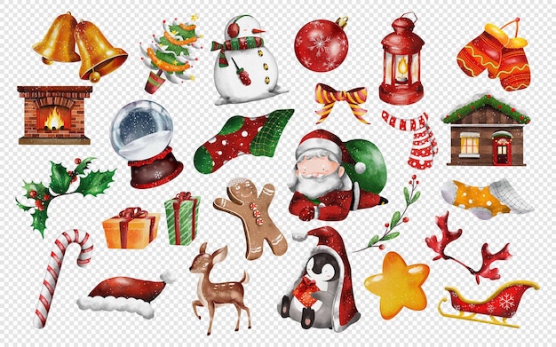 Weihnachtselemente Clipart-Illustrationen