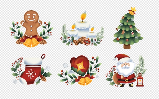 PSD weihnachtselemente clipart illustrationen